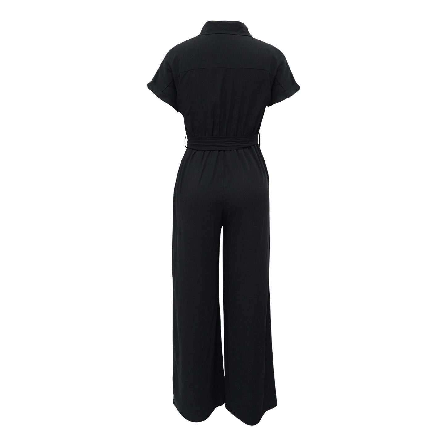 Solid Color Jumpsuit with Pockets