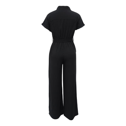 Solid Color Jumpsuit with Pockets