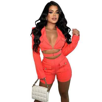 Deep V Plunge Solid Color Romper