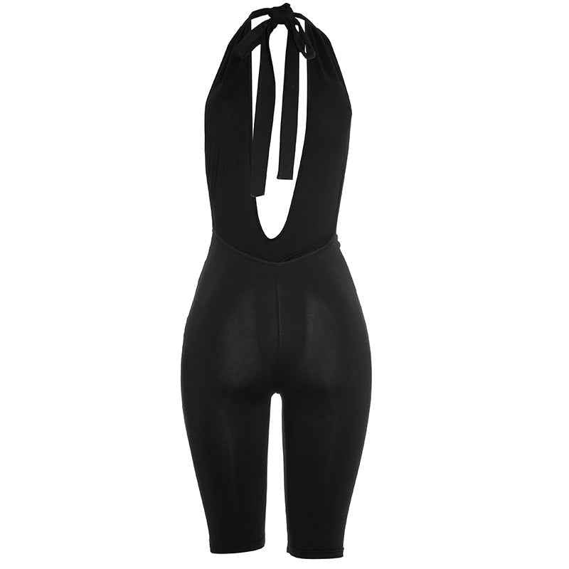 Elegant Sexy Sleeveless Deep V Plunge Halter Jumpsuit