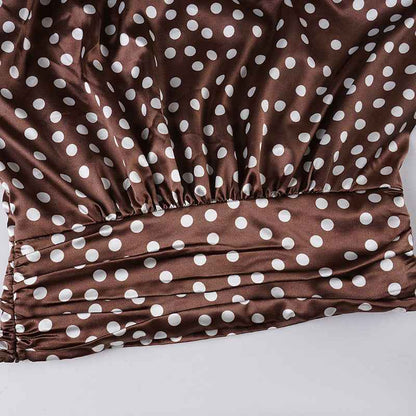 Elegance Polka Dot Cutout out Long Sleeve Blouse