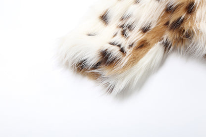 Leopard Print Spotted Long Fur Warm Long Sleeve Jacket