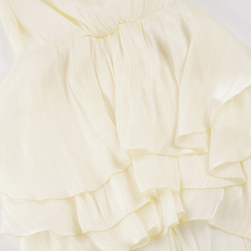 French Inspired Elegant Irregular Asymmetric Chiffon Dress New Arrivals MUNSIEUR