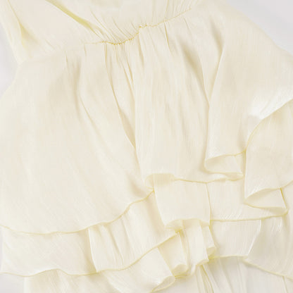 French Inspired Elegant Irregular Asymmetric Chiffon Dress New Arrivals MUNSIEUR