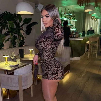 Women's Turtleneck Leopard Print Romper