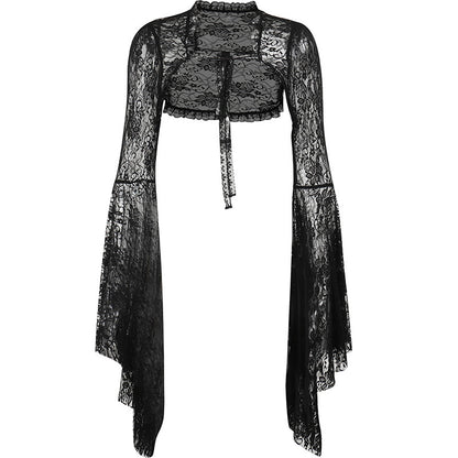 Gothic Classic Lace Flare Sleeve Blouse Y2K Rave