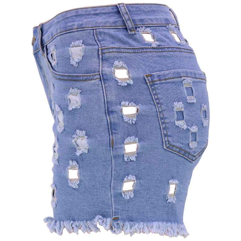 Solid Color Ripped High Waist Stretch Women's Bottoms