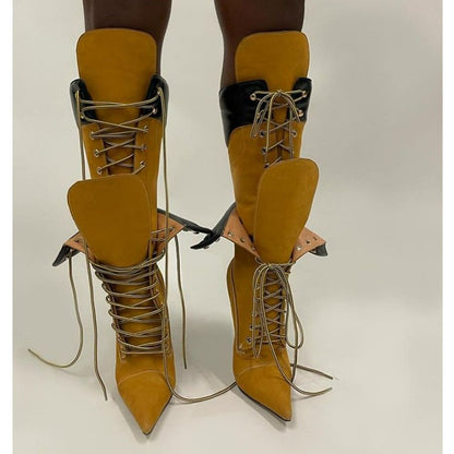 Women's Fashion Double-layer Lace-up Boots - Munsieur