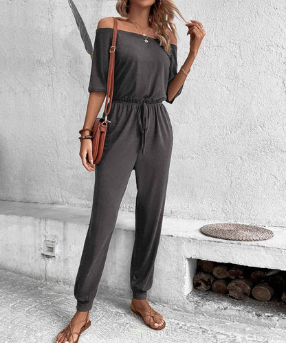 Summer Casual Jumpsuit off Shoulder Solid Color One Piece New Arrivals