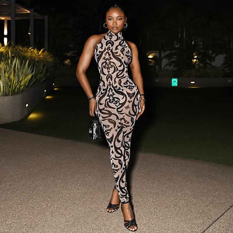 Women Striped Jumpsuit Backless