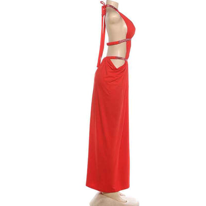 Backless Maxi Dress Lace up Halter MUNSIEUR New Arrivals