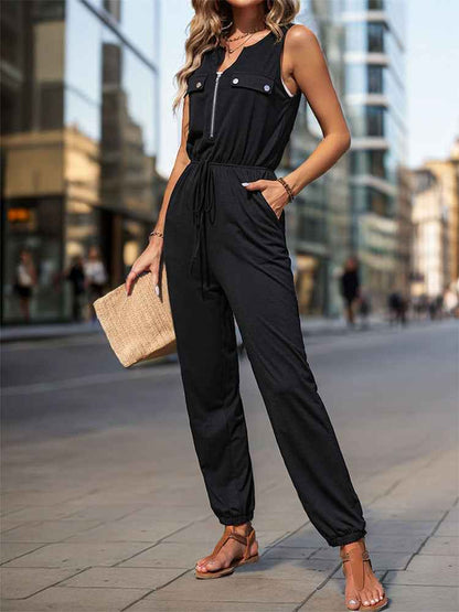 Summer Women Black Sleeveless Long Jumpsuit (Small Only)