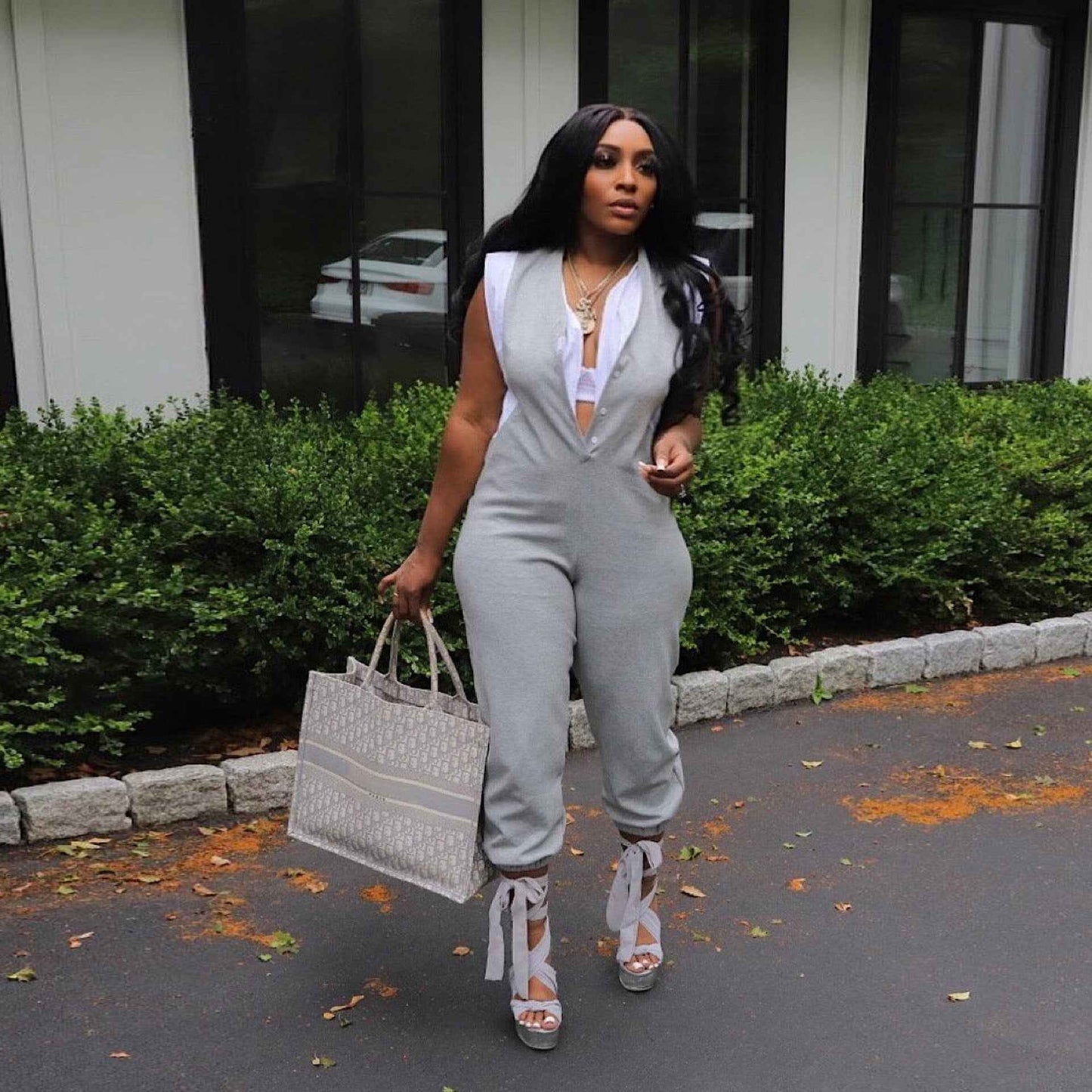 Sexy Slim Fit Solid Color Jumpsuit