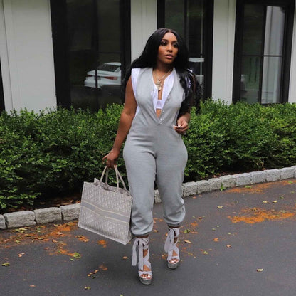 Sexy Slim Fit Solid Color Jumpsuit