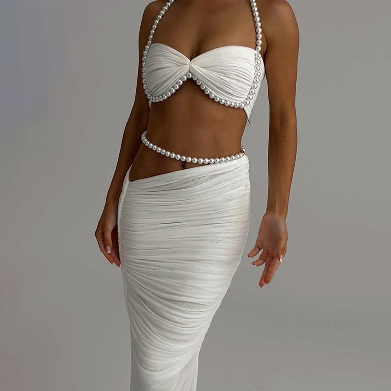 Women's Pearl Skirt Set Elegance and Simplicity