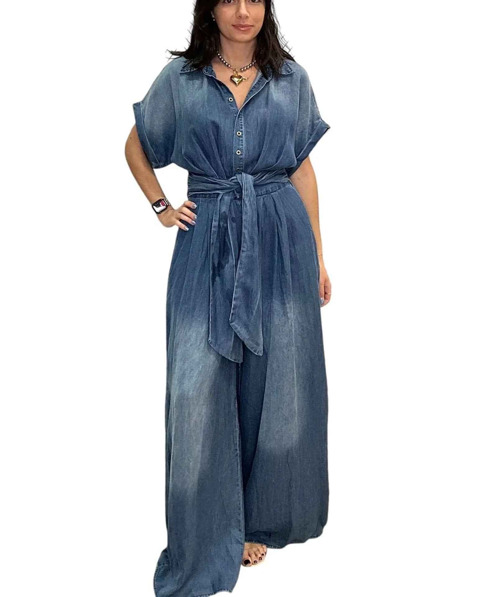 Summer Polo Collar Jumpsuit