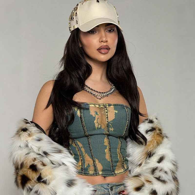 Leopard Print Spotted Long Fur Warm Long Sleeve Jacket
