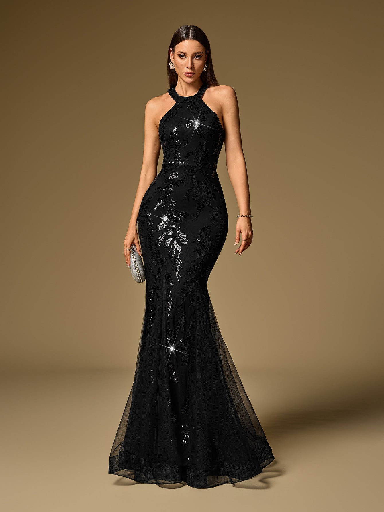 Pearl Embroidery Fishtail Evening Dress  New Arrivals