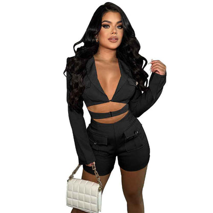Deep V Plunge Solid Color Romper
