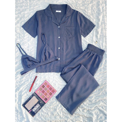 Women's Pajamas Cardigan Three Piece Sleepwear