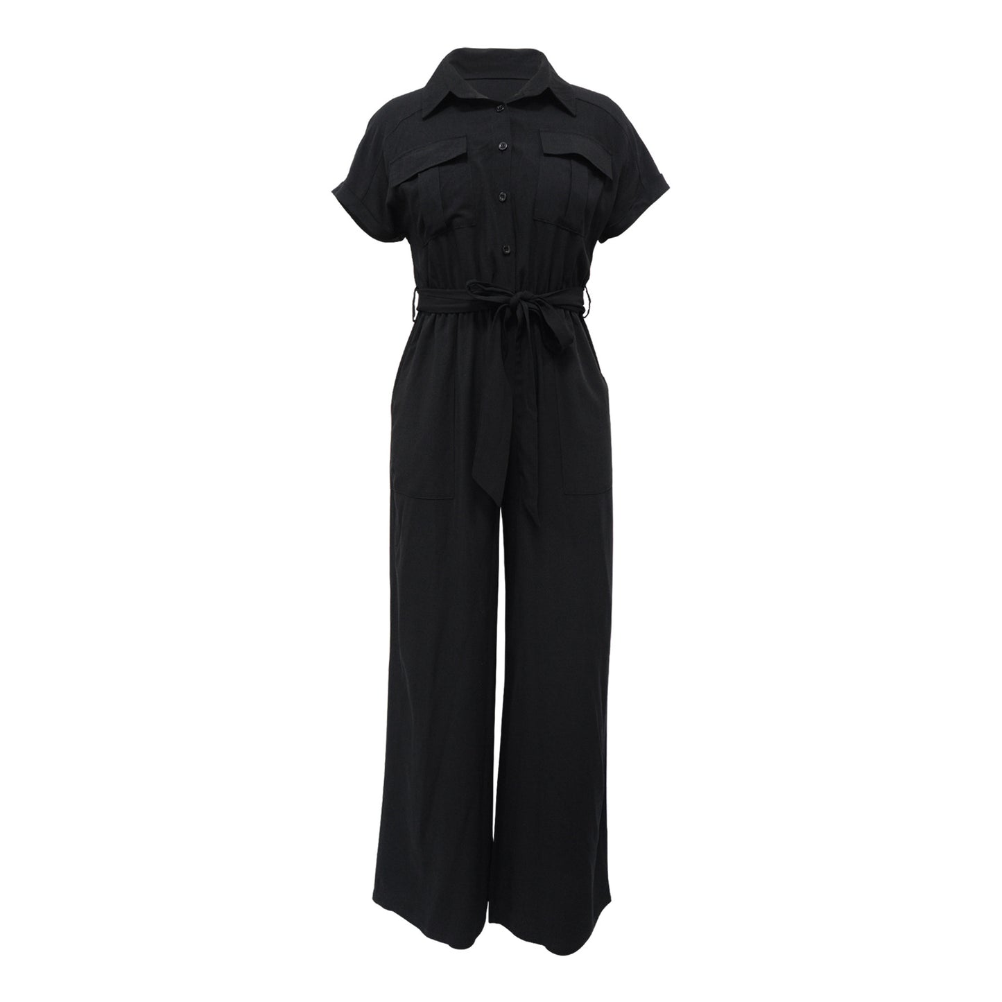 Solid Color Jumpsuit with Pockets