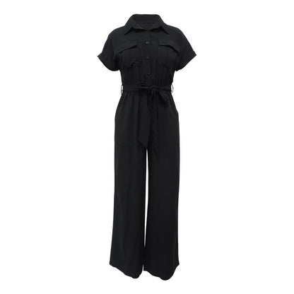 Solid Color Jumpsuit with Pockets