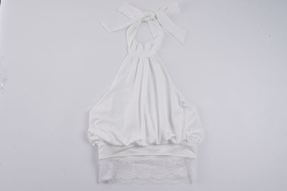 Halter Spaghetti Strap Backless Lace Blouse