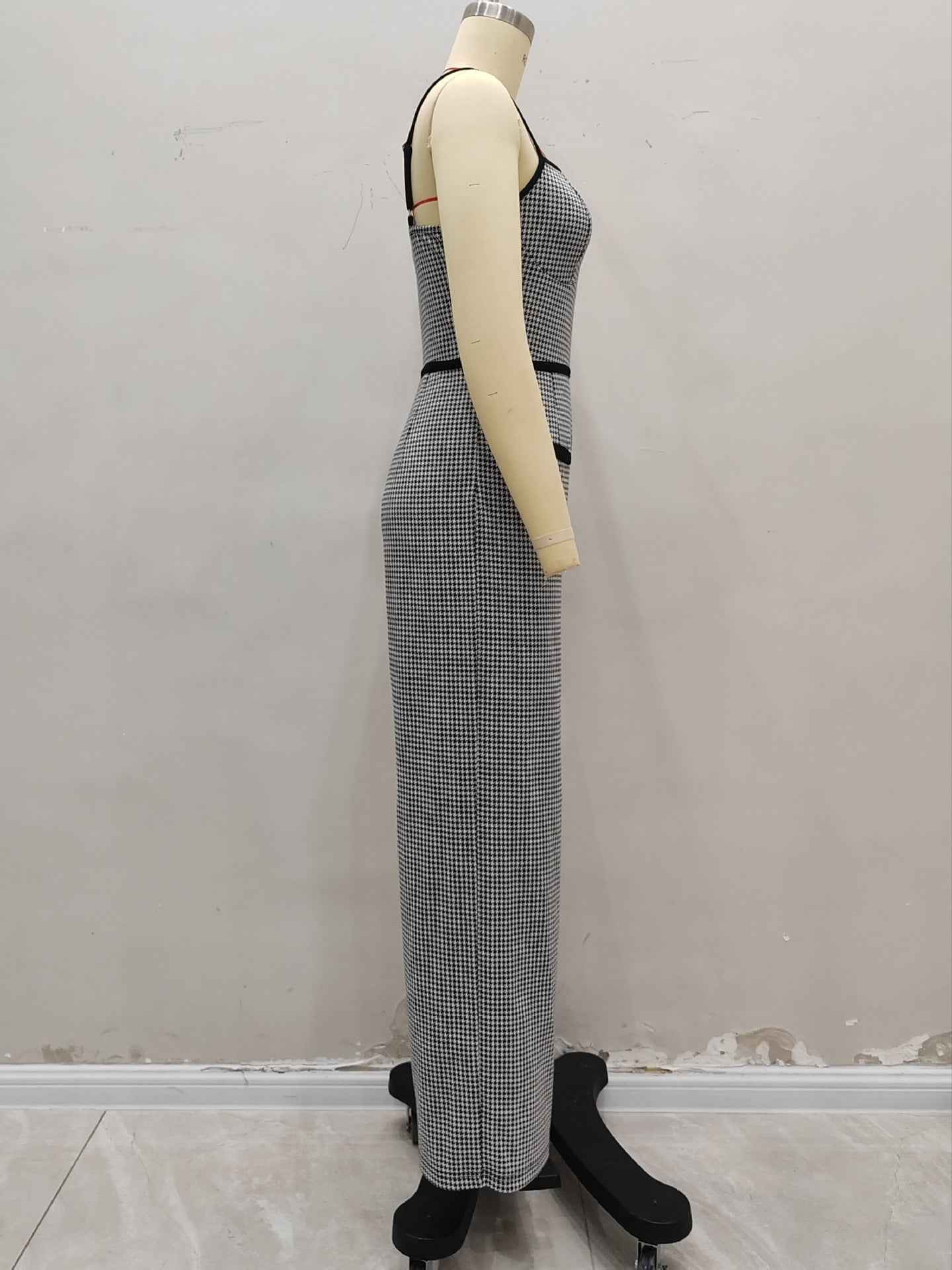 Jumpsuit Side Zipper Contrast Color Office Elegant Bandage Slim Fit New Arrivals