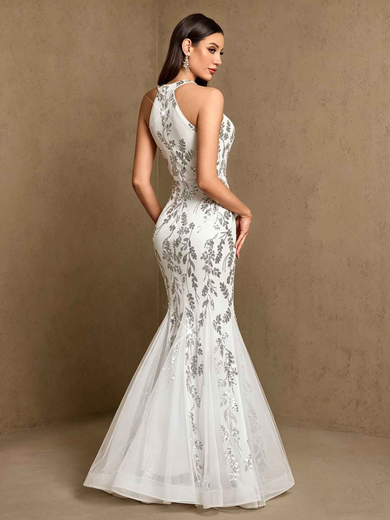 Pearl Embroidery Fishtail Evening Dress  New Arrivals