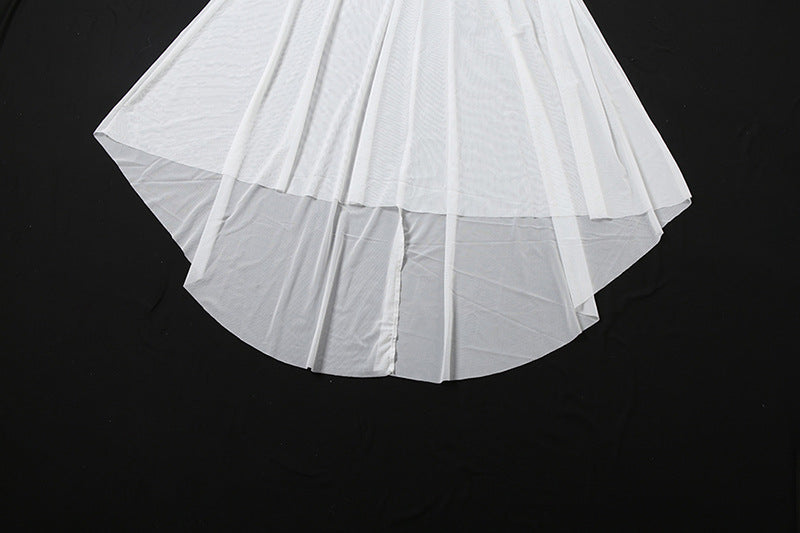 See through Turtle Bell Sleeve Split Skirt Set