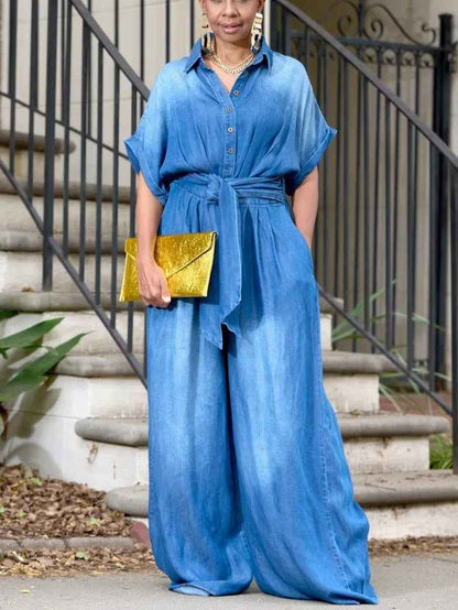 Summer Polo Collar Jumpsuit