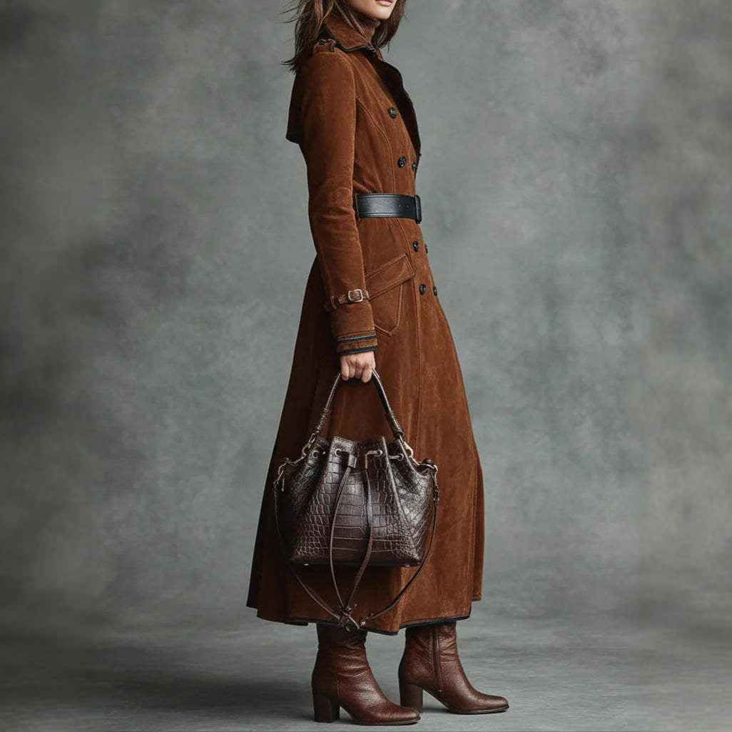 Women's Trench Western Style Suede Long Jacket