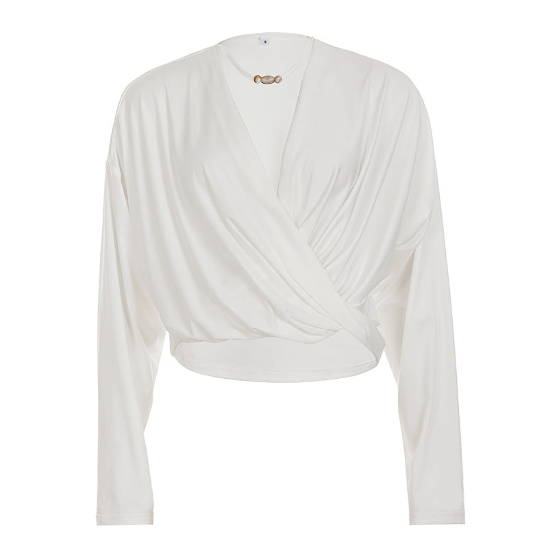 Batwing Sleeve Loose Casual Blouse Solid Color