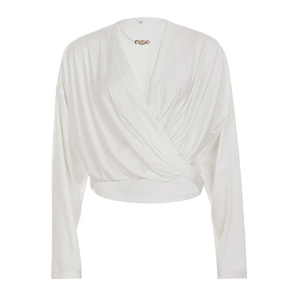 Batwing Sleeve Loose Casual Blouse Solid Color