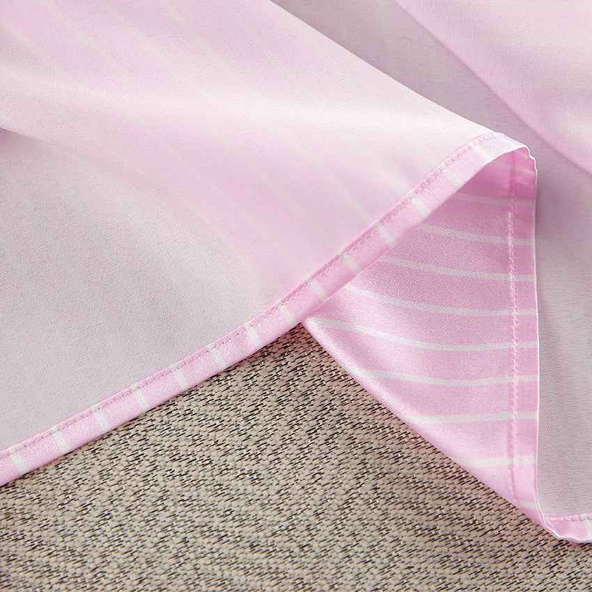 Summer Pink Striped Casual Loose Pajamas Women's