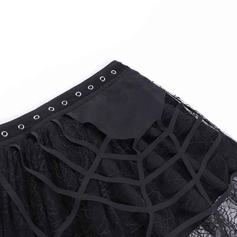 Punk Spider Web Tassel Mini Gothic Skirt