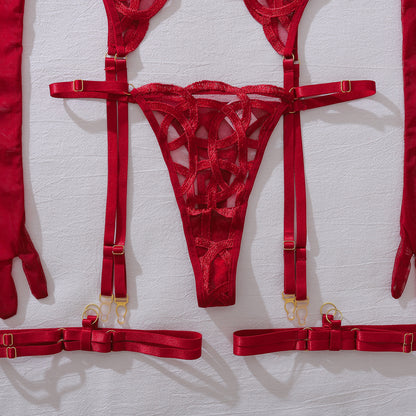 Embroidery See through Slim Fit Adjustable Lingerie