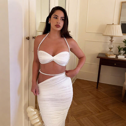 Women's Pearl Skirt Set Elegance and Simplicity