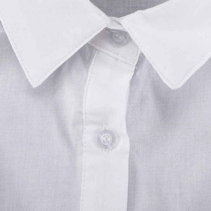 Ruffled Polo Collar Long Sleeve Blouse