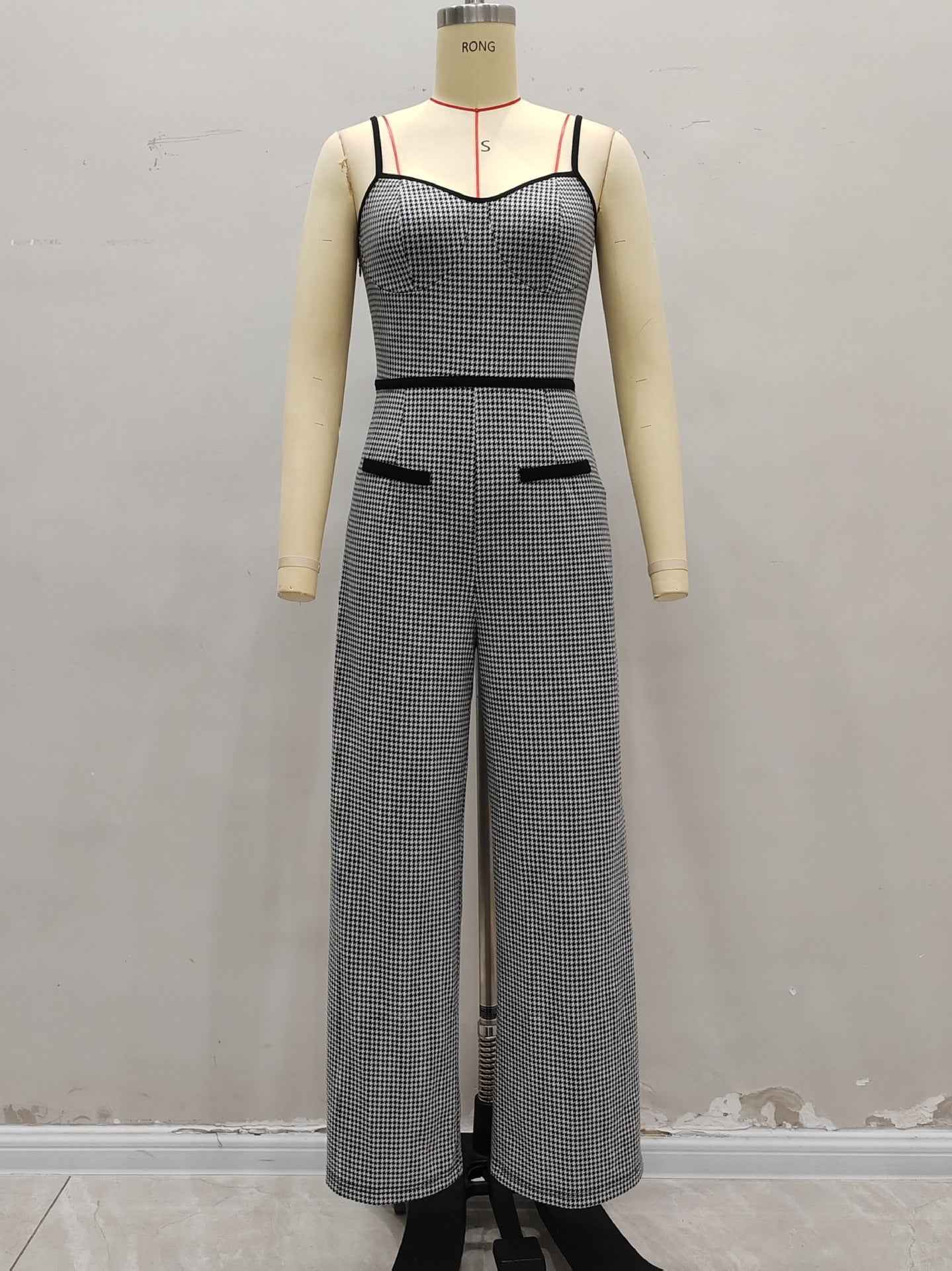 Jumpsuit Side Zipper Contrast Color Office Elegant Bandage Slim Fit New Arrivals