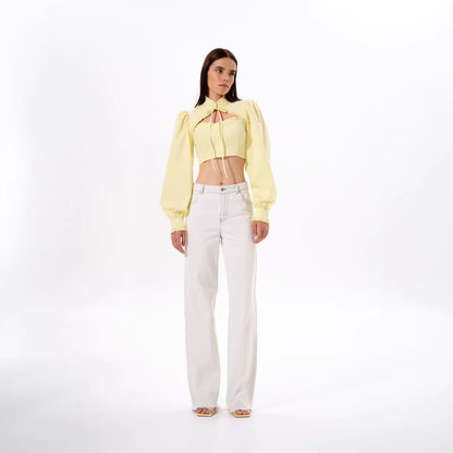 Puff Sleeve Lace Collar Blouse