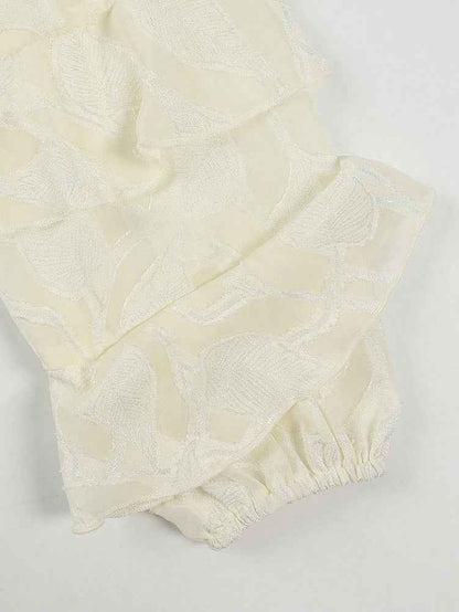 French Ruffled Cardigan Blouse