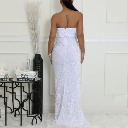 Elegant Off the Shoulder Sequined Dress