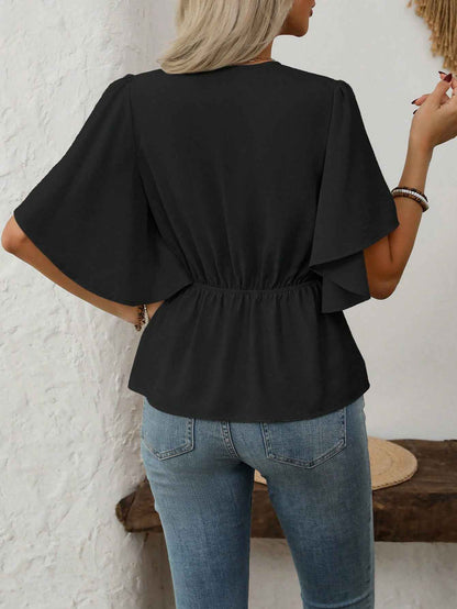 Elegant Solid Color Blouse