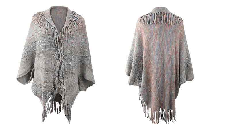 Shawl Sweater Tassel Hem Cardigan