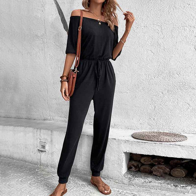 Summer Casual Jumpsuit off Shoulder Solid Color One Piece New Arrivals