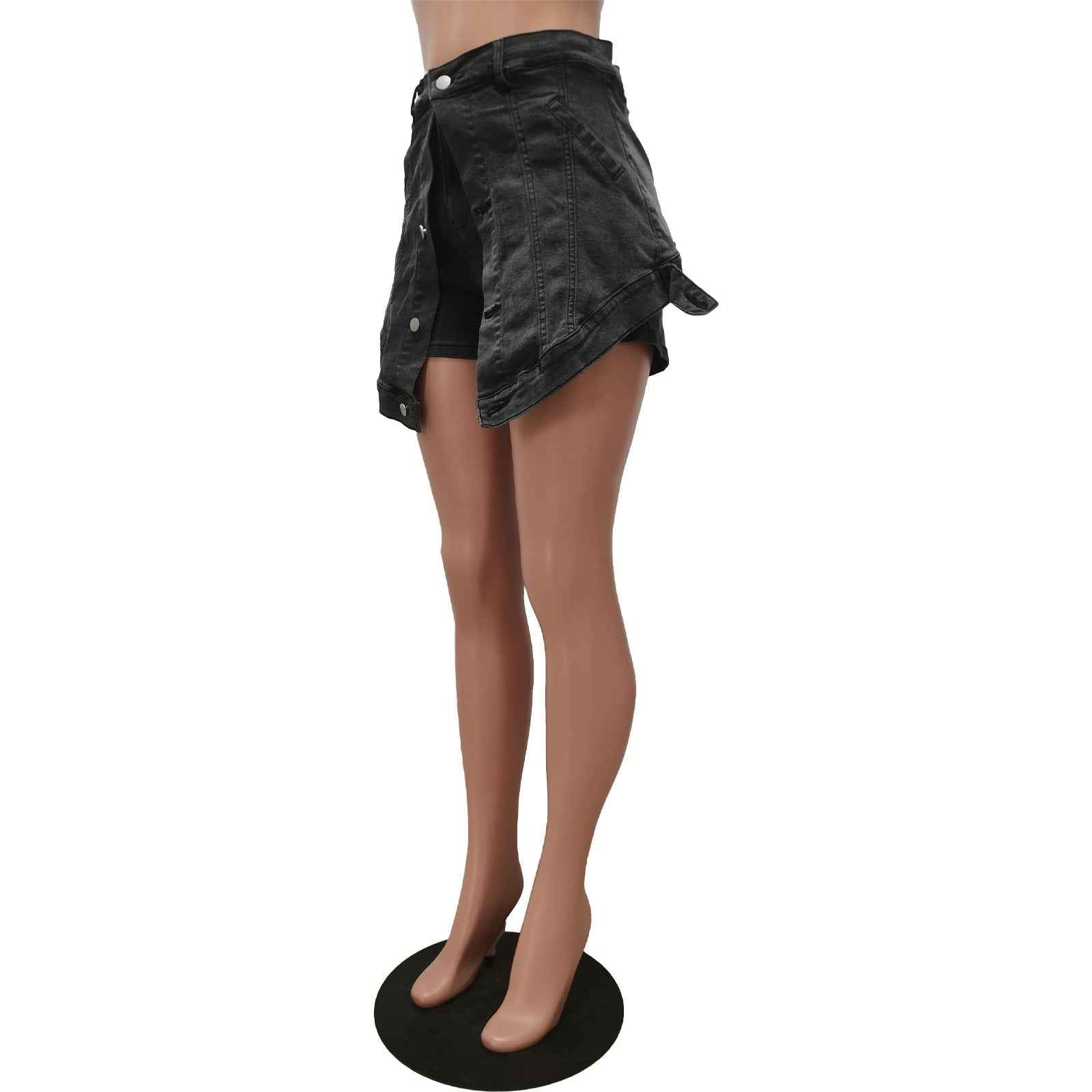 Elastic Denim Two Piece Skort