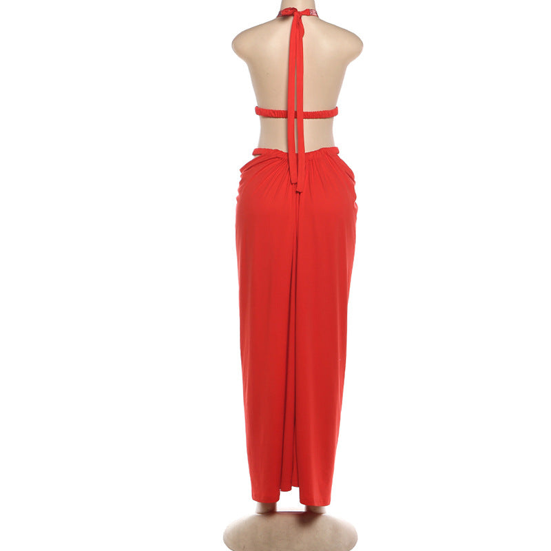 Backless Maxi Dress Lace up Halter MUNSIEUR New Arrivals