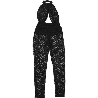 Sexy Lace Stitching Halter Backless Slim Fit Jumpsuit