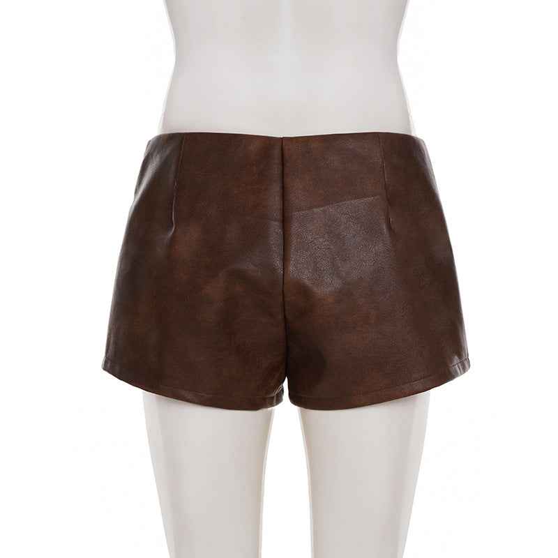 Retro Leather High Waist Bottoms
